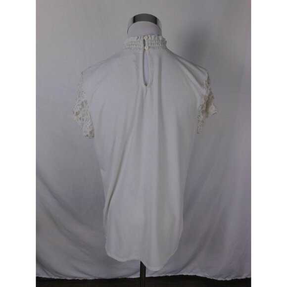 Time and Tru Embroidered Blouse M White Boho Cottagecore Lace - Picture 6 of 16